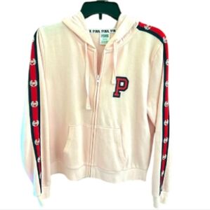 PINK Victoria's Secret Light Pink Hoodie with Red Stripe